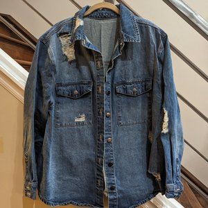 Fashion to Figure: Stella Destructed Button-Down Denim Shirt